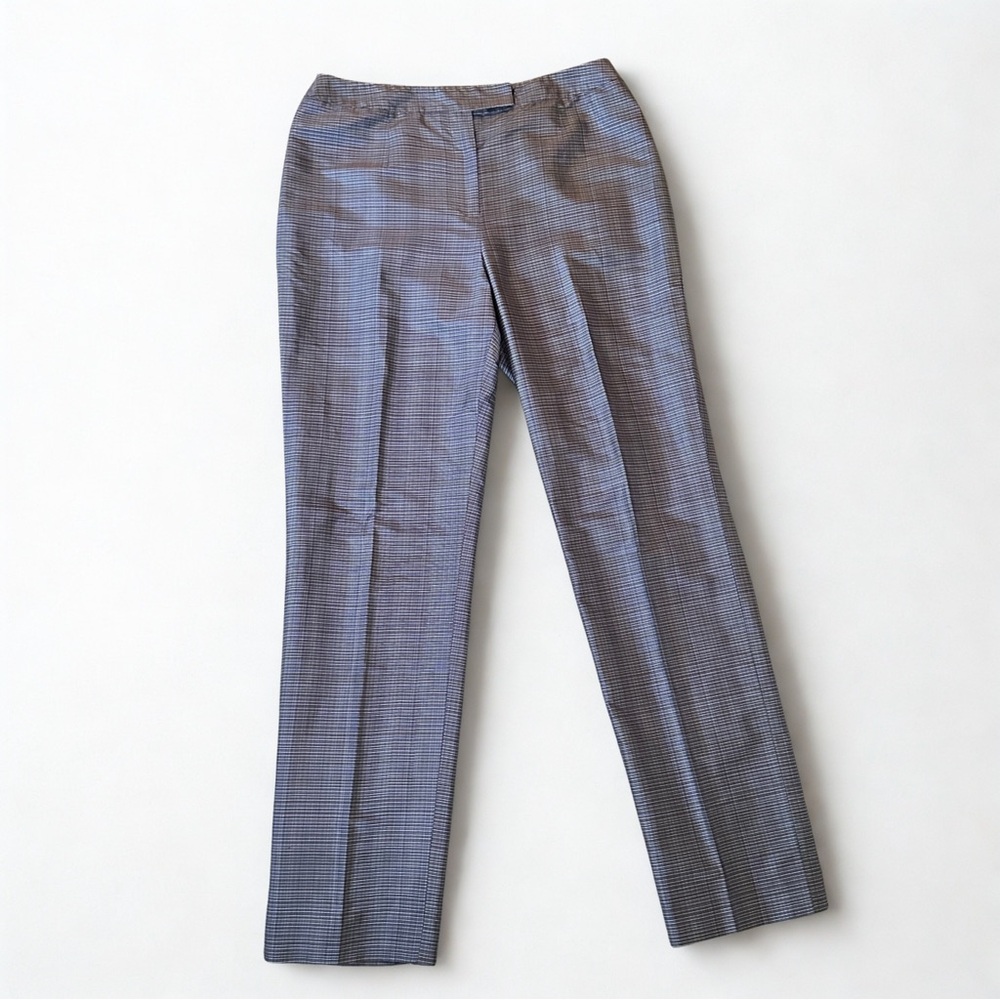 Carlisle 100% Silk Plaid Evening Pants Lavender Purple Shimmer Size 12